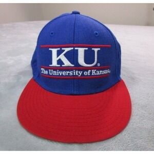 Vintage Kansas Jayhawks KU NCAA Cap Hat Men One Size Blue Red Snapback The Game